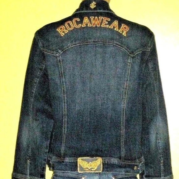 ROCAWEAR Denim 2-piece suit  Jacket and Crop Jeans PLUS SIZE 2X, 18 Y2K - Picture 4 of 17